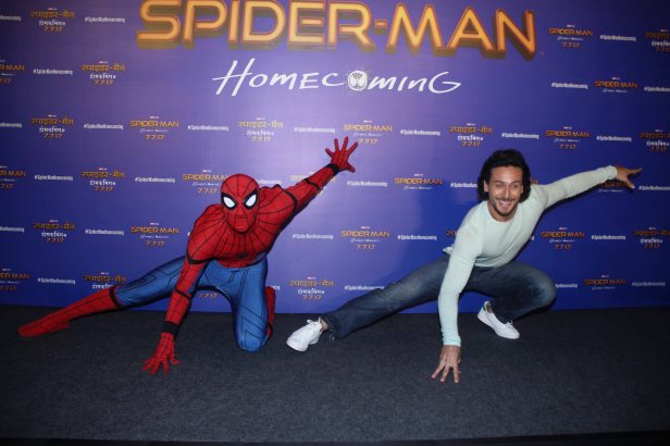 Tiger Shroff striking a pose with Spider-Man (2)