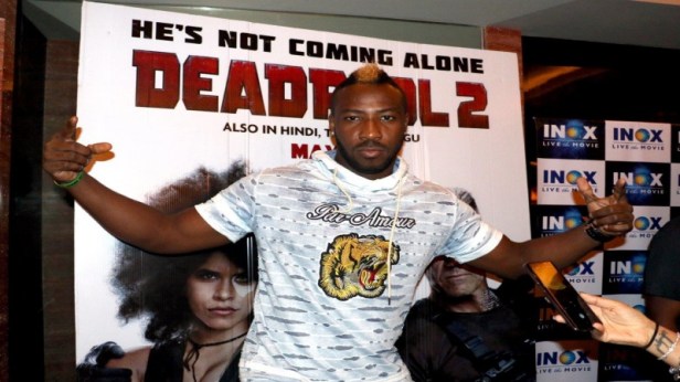 Andre Russell of team Kolkata Knight Riders watch Deadpool 2