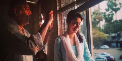 Lekha Prajapati and Shishir Sharma while shooting for Girl in Amber