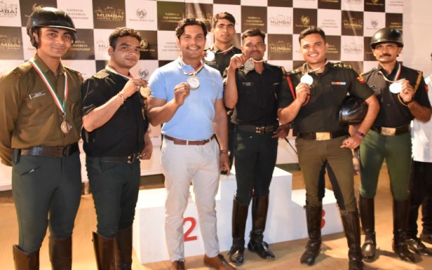 Bollyood Actor Randeep Hooda with the Army officials at the National Equestrian Championship hosted by Amateur Rider's Club