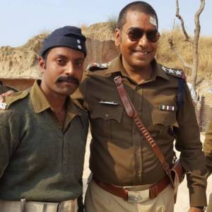 Ashutosh Rana on sets of Sonchiriya