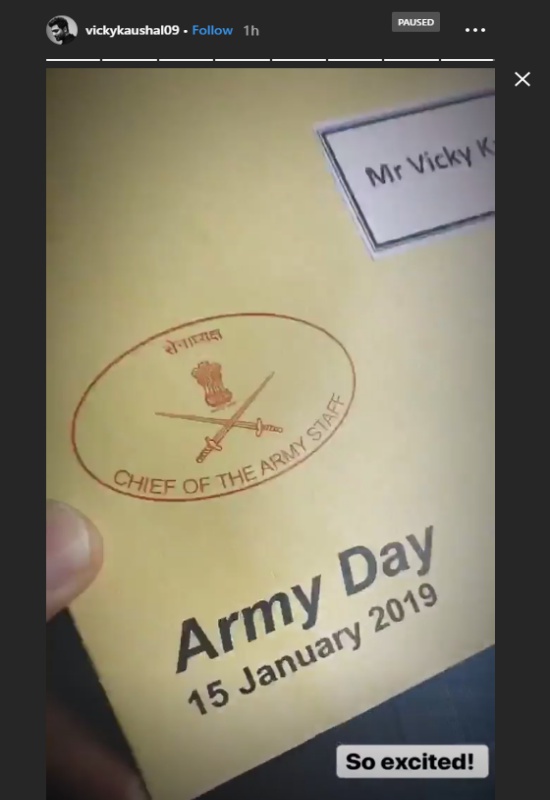Vicky Kaushal's invitation for taking part in the annual Army Day parade
