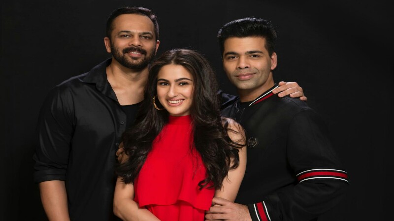 Rohit Shetty, Sara Ali Khan, Karan Johar- Team Simmba