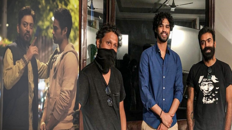 Babil with his father and Late Actor Irrfan Khan, Shoojit Sircar and Producer Ronnie Lahiri
