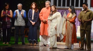 Meher Dar, Omer Haidar, Twinkle Khanna, Darshan Jariwala, Lillette Dubey, Jayati Bhatia and Rishi Khurana at Showhouse's Salaam Noni Appa special preview at Royal Opera House