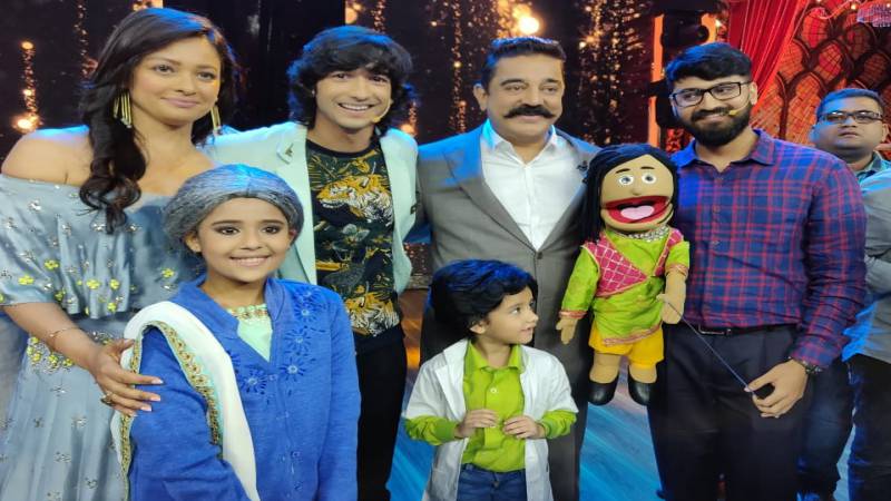 Shantanu Maheshwari with Kamal Hassan on sets of India's Best Dramebaaz