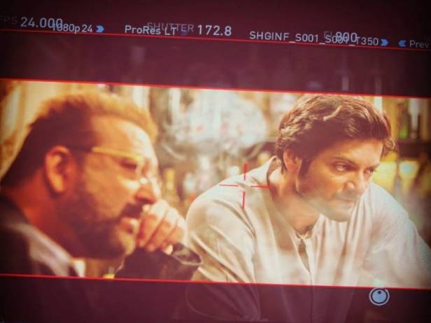 Sanjay Dutt and Ali Fazal on sets of Prasthanam