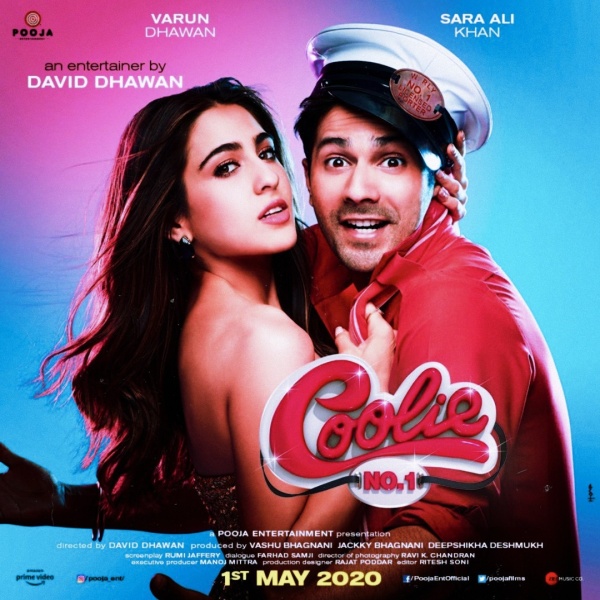coolie no 1 poster, Varun Dhawan, Sara Ali Khan
