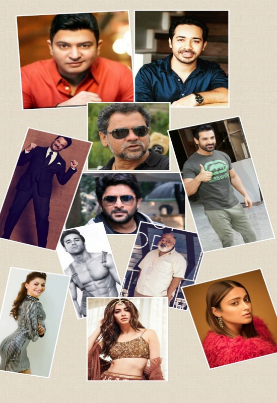 Pagalpanti team- Bhushan Kumar, Abhishek Pathak, Anees Bazmee, Anil Kapoor, John Abraham, Arshad Warsi, Pulkit Samrat, Saurabh Shukla, Urvashi Rautela, Kriti Kharbanda and Ileana D' Cruz