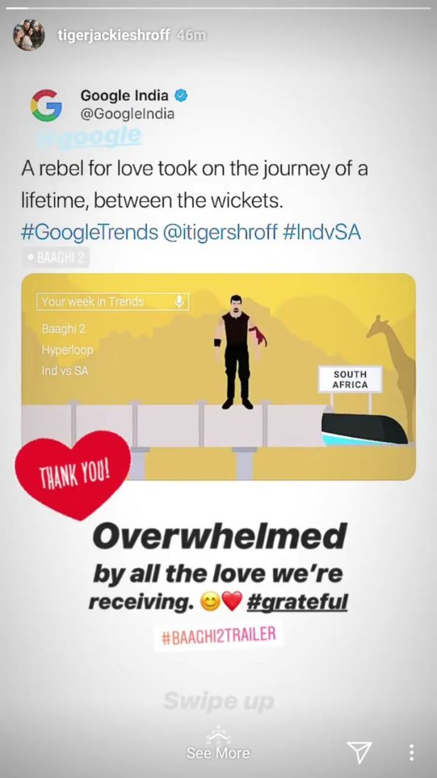 Tiger Shroff reacts on Google Trends for Baaghi 2