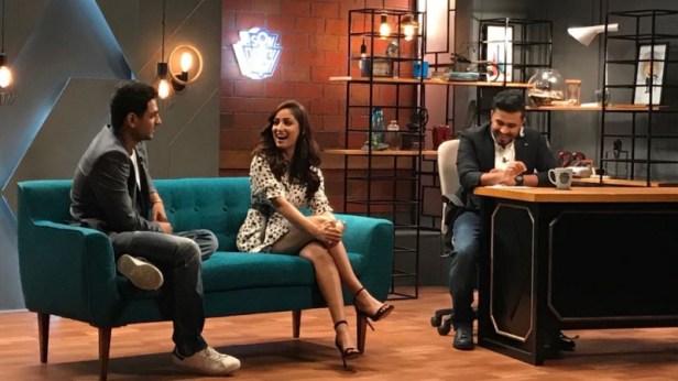 Yami Gautam on sets of Son of Abish with Kenny Sebastian and Abish Mathew 