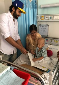 Actor Jackky Bhagnani with kids at The Tata Memorial Hospital