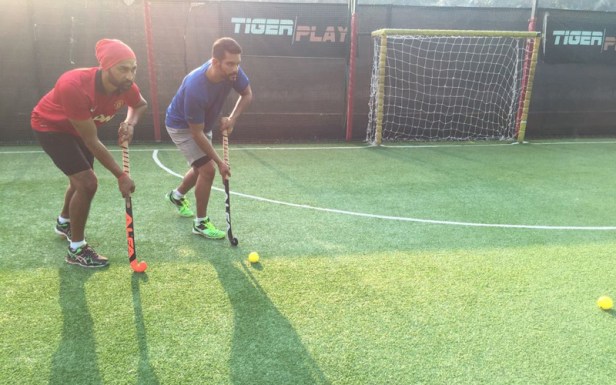Angad Bedi learning Hockey from Indian hockey captain Sandeep Singh  for Soorma 