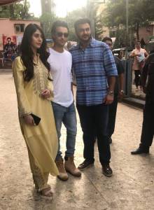 Warina Hussain, Aayush Sharma and director Abhiraj Minawala at Gaiety-Galaxy