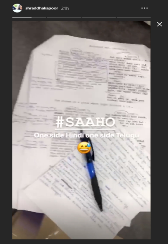 Shraddha Kapoor's preprations for Saaho on her InstaStory
