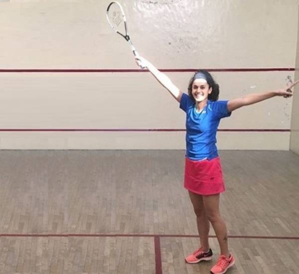 Taapsee Pannu playing Squash