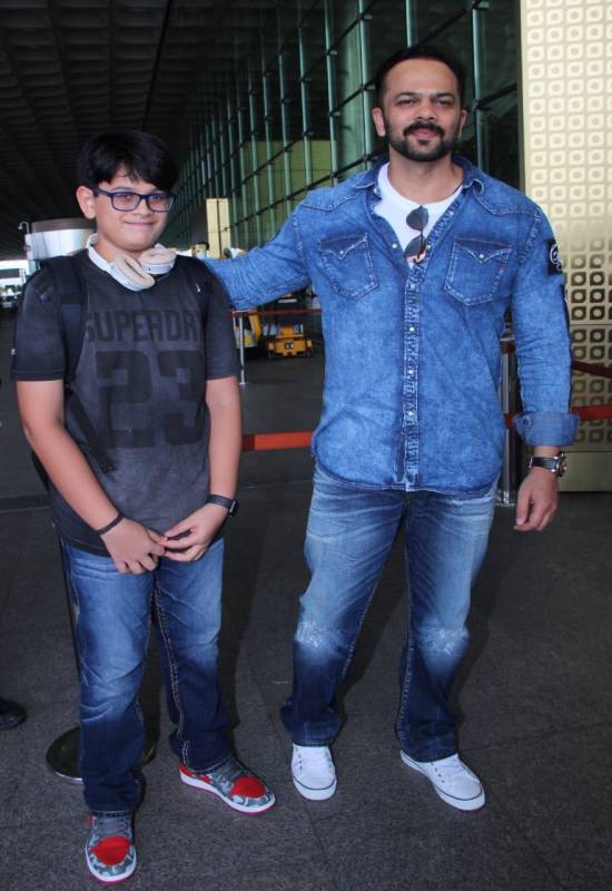 Rohit Shetty with his son Ishaan at the airport