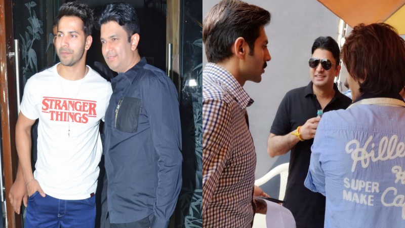 Bhushan Kumar with Varun Dhawan and Kartik Aaryan