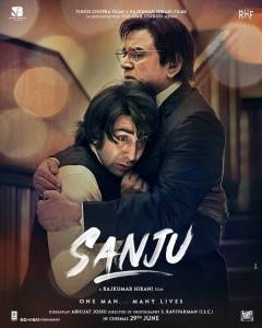 Sanju Poster- Ranbir Kapoor as Sanjay Dutt with his father Sunil Dutt played by Paresh Rawal