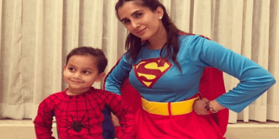 Pragya Kapoor and her son wore at the Halloween party