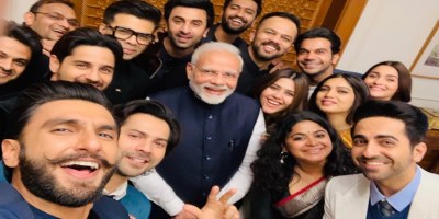 Young B'town actors with PM Narendra Modi - Karan Johar, Mahavir Jain, Rohit Shetty, Ranbir Kapoor, Varun Dhawan, Ranveer Singh, Alia Bhatt, Rajkummar Rao, Vicky Kaushal, Ayushmann Khurrana, Bhumi Pednekar, Ashwiny Iyer, Sidharth Malhotra, Ekta Kapoor
