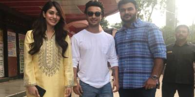 Warina Hussain, Aayush Sharma and director Abhiraj Minawala at Gaiety-Galaxy