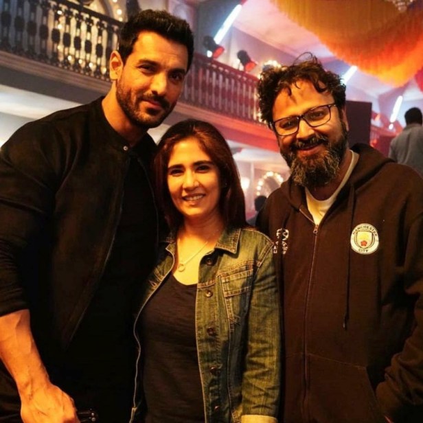 John Abraham and Nikkhil Advani on Batla House sets