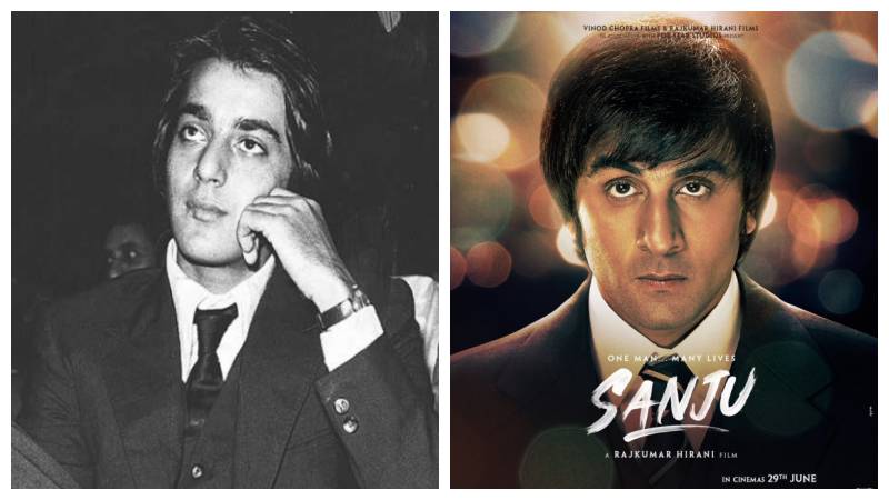 Sanjay Dutt at Rocky premiere, Sanju Poster