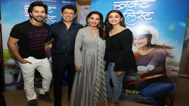 Varun Dhawan, Dr. Ram Nene, Madhuri Dixit Nene, Alia Bhatt at Bucket Lis Special screening