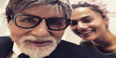Taapsee Pannu and Amitabh Bachchan on sets of Badla