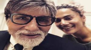Taapsee Pannu and Amitabh Bachchan on sets of Badla