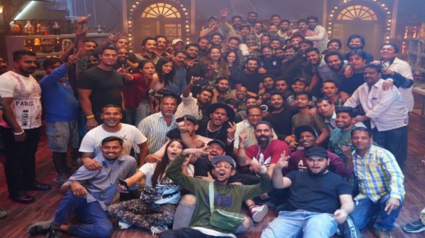 John Abraham and Nikkhil Advani with team of Batla House on the sets of film 