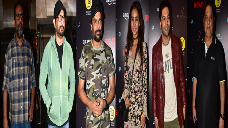 Aanand L Rai, Arshad Warsi, R Madhvan, Patralekha, Ali Fazal, David Dhawan at Breath special screening