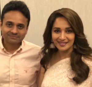 Madhuri Dixit Nene with Apoorva Mehta CEO of Dharma Production during Bucket list Trailer launch