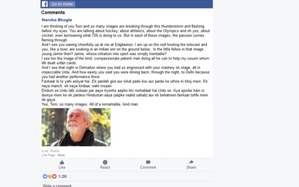 A little tribute to #TomAlter from Harsha Bhogle