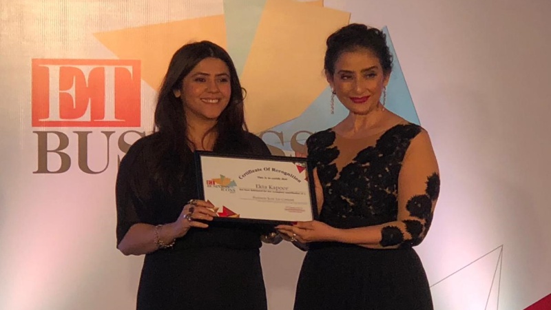 Ekta Kapoor recives title of 'Content Creator of the Year' from Manisha Koirala