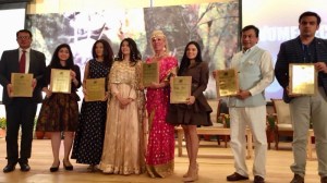 Actress Rekha Rana with other felicitated members by ‘Women Economic Forum 2018’ Award 2