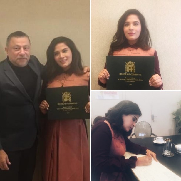 Richa Chadha with Nic Careem and The House of Commons book of Tribute to The late Nelson Mandela