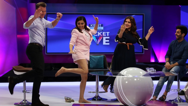 Brett Lee, Swara Bhaskar, Shikha Talsania and Aparshakti Khurana at Kent Cricket Live on Star Sports network