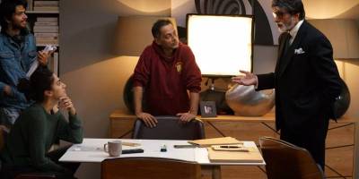 Taapsee Pannu, director Sujoy Ghosh and Amitabh Bachchan on sets of Badla