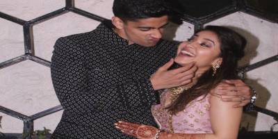 Chaitanya Sharma and Shweta Tripathi at pre-wedding bash in Mumbai