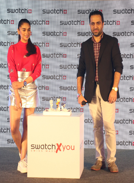 Aditi Rao Hydari along with Gaurav Suri Swatch Brand Manager,