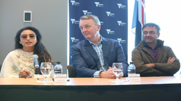Rani Mukerji, Minister Martin Foley and Rajkumar Hirani at IFFM 2018