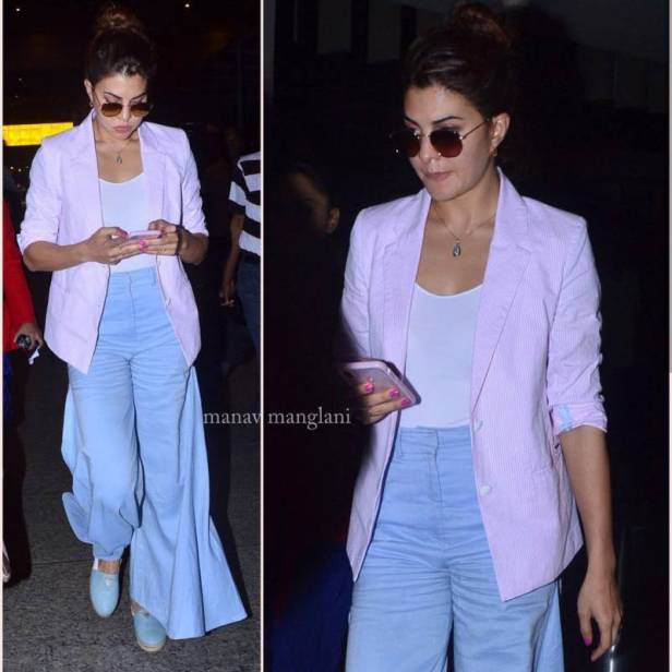 Jacqueline Fernandez's Retro twisted Corporate look 