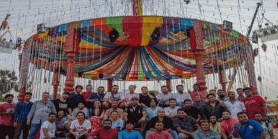 Loveratri family poses on the sets