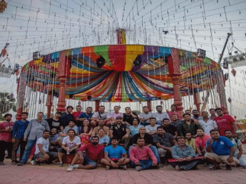 Loveratri family poses on the sets