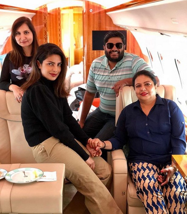 Priyanka Chopra with Mother Dr Madhu Chopra and brother Siddharth Chopra and friend