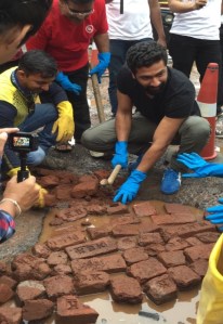 Vicky Kaushal fills potholes in Mumbai
