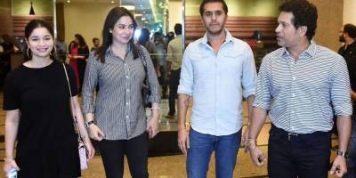 Sachin Tendulkar and Family with Ritesh Sidhwani at special screening of Gold
