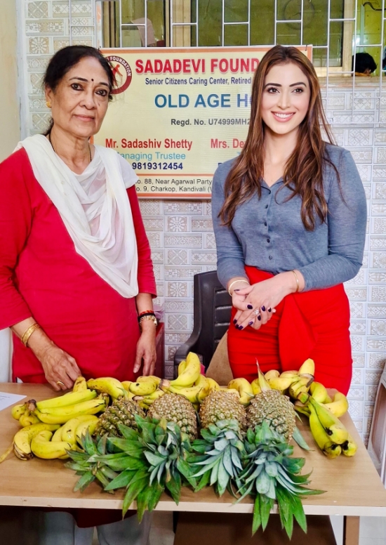 Samaira Sandhu celebrating birthday at Old Age Home